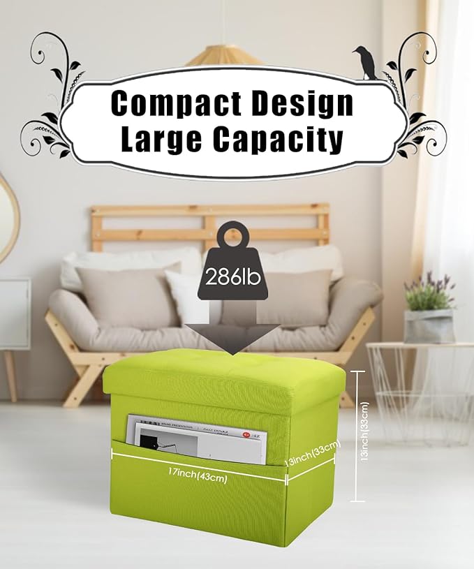 Ottoman Storage Ottoman Foot Rest Stool Foldable Bench with Storage Student Dormitory Bedroom and Entryway 17 X 13 X 13