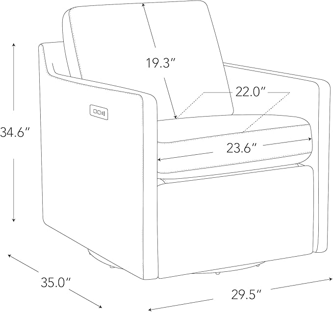 CHITA Swivel Accent Chair with Electric Footrests, FSC Certified Upholstered Living Room Sofa Chair with Power Motor, USB and Type-C Ports, Light Grey