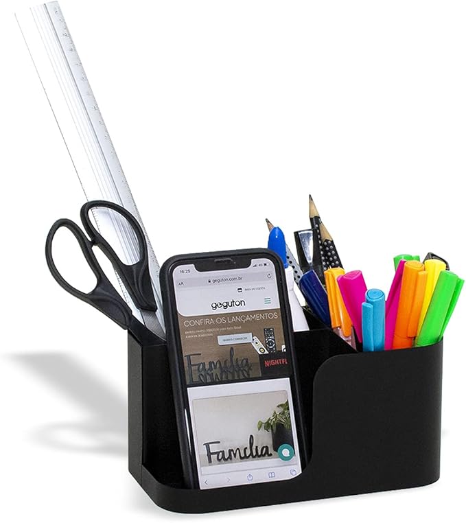 GEGUTON Cell Phone and Pencil Holder for Desk – Solid Wood and Steel, Functional Design – Organizes Accessories, Workspaces, Ideal Gift for Home or Office – Basic Collection