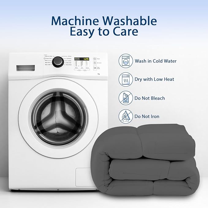 ELEMUSE Queen Grey Cooling Bamboo Viscose Mattress Topper for Back Pain, Extra Thick Mattress Pad Cover, Plush Soft Pillowtop with Elastic Deep Pocket, Overfilled Down Alternative Filling