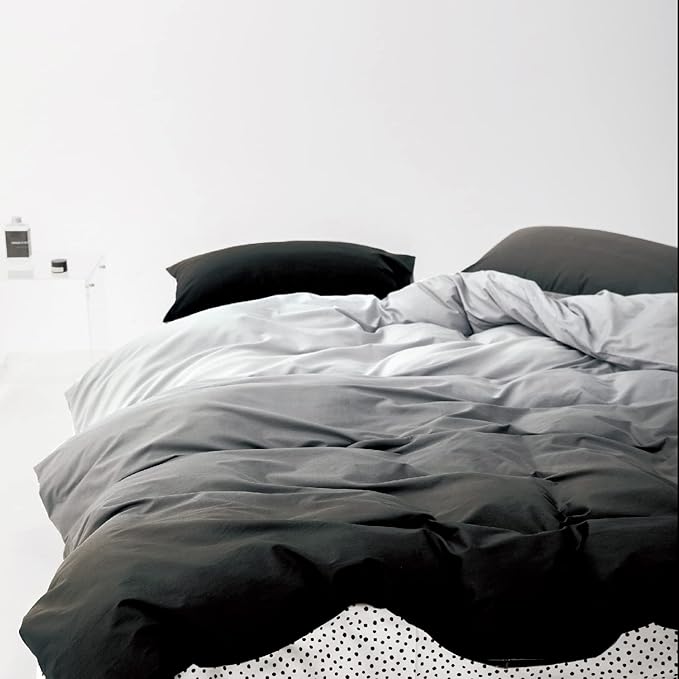 Luxlovery Grey and Black Gradient Comforter Set California King Dark Grey Bedding Set Men Women Minimalist Bedding Set Soft Breathable Blanket Quilts Grey Gradient Comforter Set