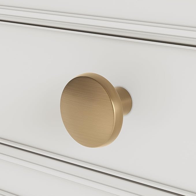 homdiy 10 Pack Champagne Bronze Cabinet Knobs Round Kitchen Handles Zinc Alloy Metal Hardware for Dresser Drawer Desk Cupboard
