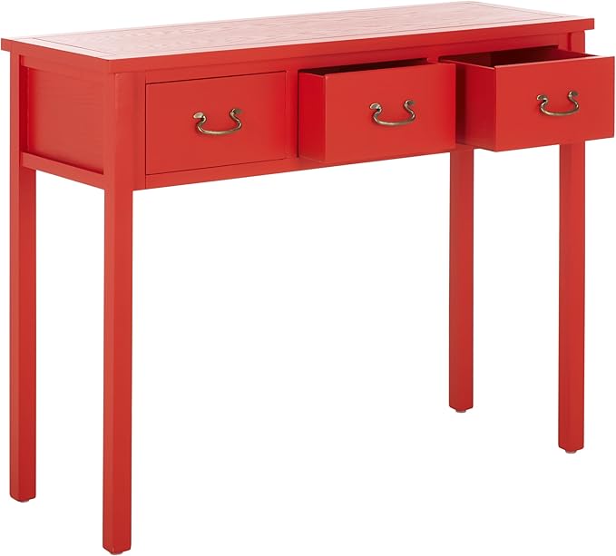 SAFAVIEH Home Collection Cindy Farmhouse Hot Red 3-Drawer Console Table