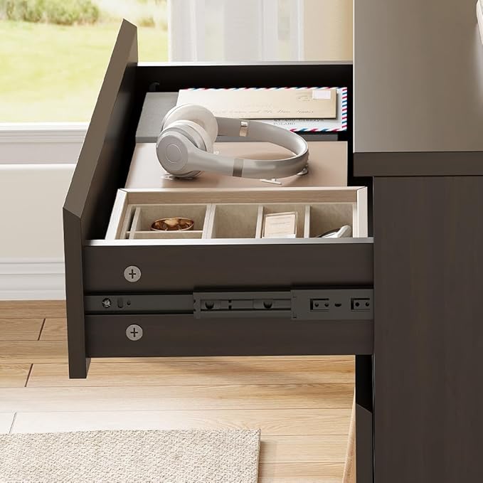 Modern Brown 5 Drawer Dresser for Bedroom, Simply Chest of Drawers, Wood Storage Dresser with Deep Drawers for Living Room Hallway Entryway, Brown