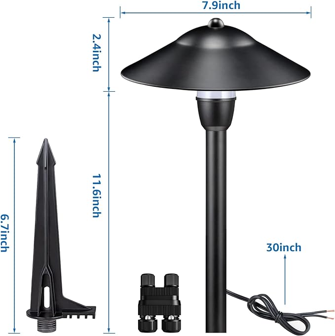 SUNVIE LED Low Voltage Landscape Lights 3W Cast-Aluminum Pathway Lights Low Voltage 12-24V Waterproof Landscape Path Lights 3000K Landscape Lighting for Yard Garden Walkway ETL Listed Cord, 12 Pack