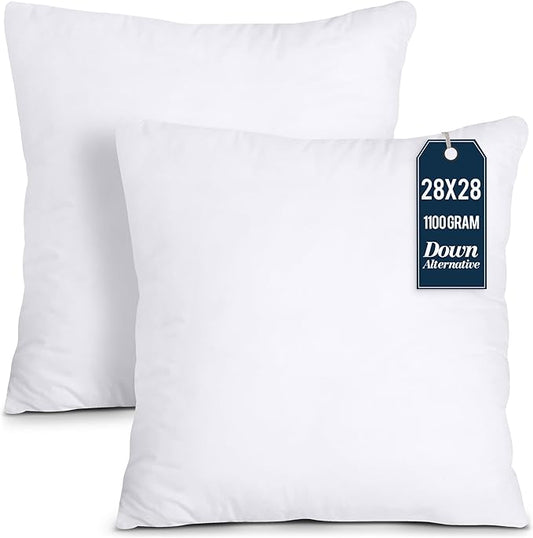 Utopia Bedding Throw Pillows Insert (Pack of 2, White) - 28 x 28 Inches Bed and Couch Pillows - Indoor Decorative Pillow