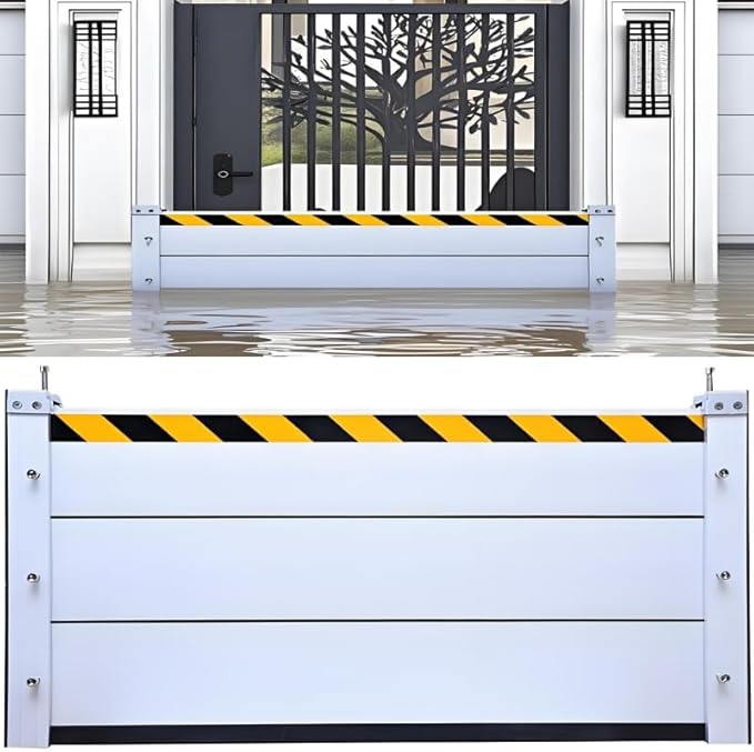 Flood Barriers for Home Exterior - Aluminum Alloy Outdoor Garage Doors Water Barriers for Flooding,H7.9 Inch/L8.5FT
