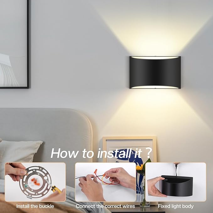 8 Pack Black Modern LED Wall Sconces Light Hardwired Wall Sconces Indoor Up and Down Sconces Wall Lamps Warm White 3000K(with G9 Bulbs)