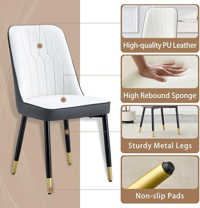 Dining Table Set for 4, Dining Room Table Set for 4, Sintered Stone Kitchen Table Top and Modern Chairs Set of 4 for Kitchen Dining Living Room