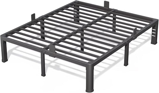 14 Inch Queen Bed Frame with Rounded Corner and Headboard Hole Mattress Retainers 3500 lbs Heavy Duty Support Metal Platform Bed Frame Noise Free No Box Spring Needed Easy Assembly