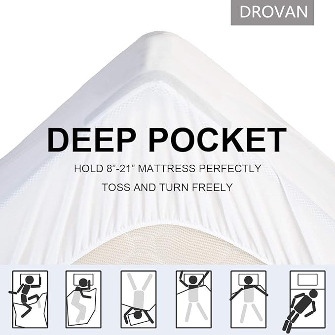 DROVAN Mattress Pad Twin Size - Extra Thick Mattress Cover - Pillow Top Deep Pocket with Breathable 7D Spiral Fiber Filling Cooling Mattress Topper