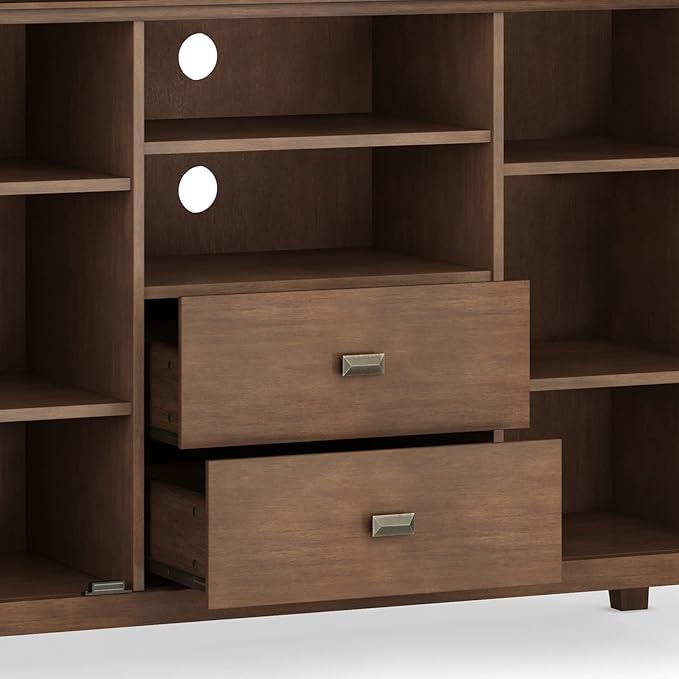 SIMPLIHOME Artisan SOLID WOOD 53 Inch Wide Contemporary TV Media Stand in Rustic Natural Aged Brown for TVs up to 60 Inches, For the Living Room and Entertainment Center