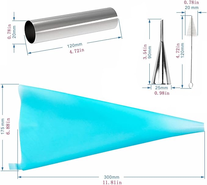 19 Pcs Cannoli Tubes Kits, Stainless Steel Cannoli Tubes Molds, 4.7 Inch Cannoli Forms Non-stick Cream Horn Molds for Danish Pastry Lady Lock Form, Cream Roll, Croissant