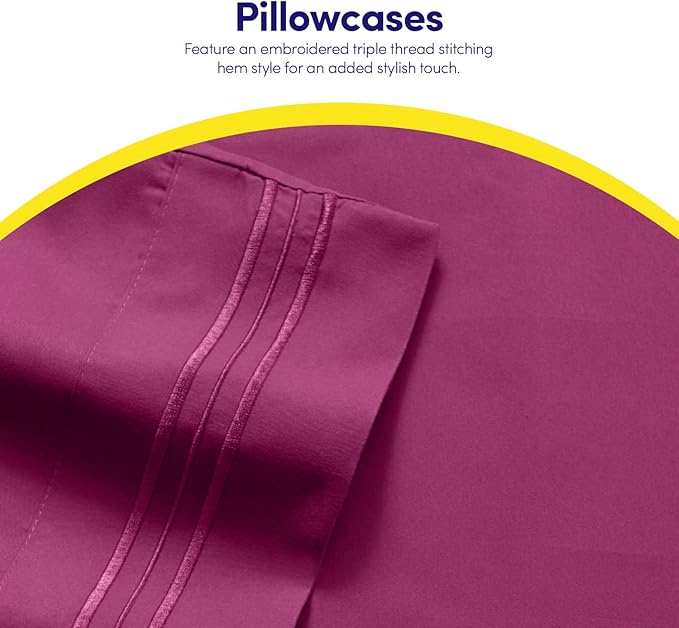 1500 Supreme Collection Queen Sheet Sets Berry Purple - Luxury Hotel Bed Sheets and Pillowcase Set for Queen Mattress - Extra Soft, Elastic Corner Straps, Deep Pocket Sheets, Queen Berry Purple
