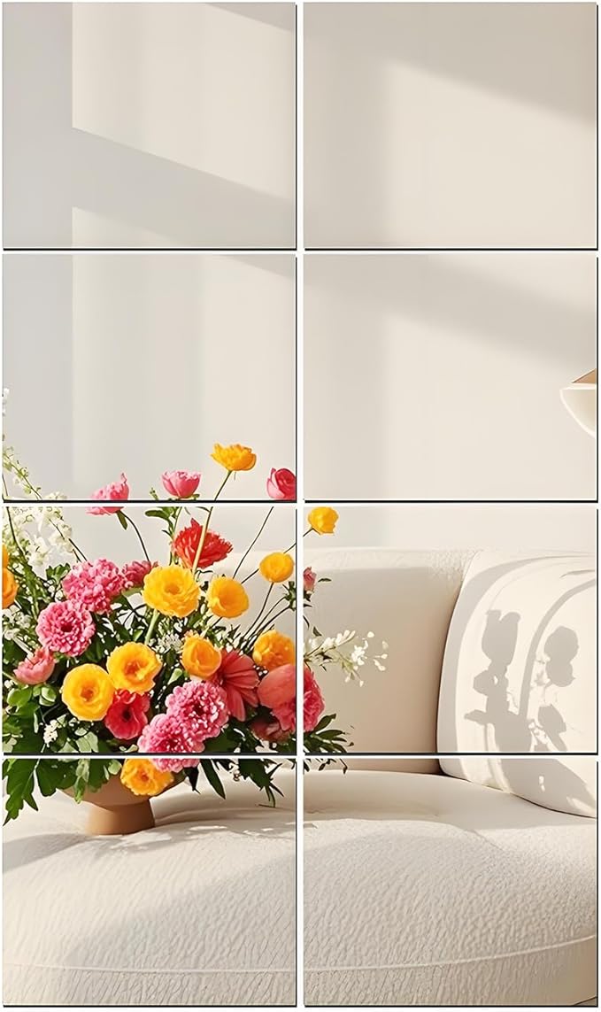 12" x 12" 8Pcs Full Length Wall Mirror Tiles, Frameless Wall Mounted Mirror Glass Wall Mirror for Home Gym, Door, Bedroom, Living Room