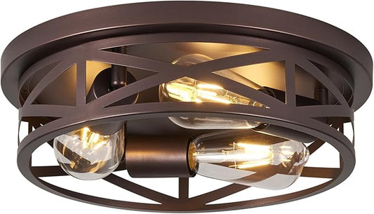 13 inch Flush Mount Ceiling Light Fixtures,3-Light Modern Hallway Light Fixtures Ceiling, Brown Lights Fixture Ceiling Mount for Farmhouse,Kitchen, Bedroom 1 Pack