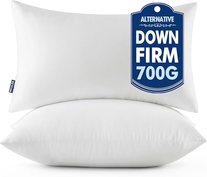 MIULEE Pillows Standard Size Set of 2, Pack of 2 20x26 Inch 100% Virgin Fiber Filling Bed Couch Pillows