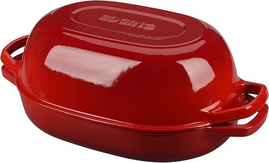 Enameled Cast Iron Dutch Oven Pot with Lid, Oval Dutch Oven for Bread Baking, Bread Oven for Homemade Sourdough Bread Baking, 7qt, Red