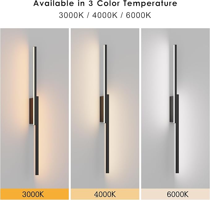 Aipsun 31.5inch Black Battery Operated Wall Sconce Set of 2, Rechargeable Wall Sconce Lighting Dimmable Wireless Wall Lights for Living Room,Bedroom