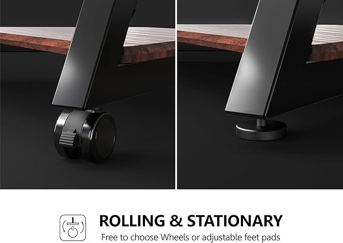 FITUEYES Design Corner TV Stand for 32 43 50 55 65 Inch TVs, Small Spaces Floor TV Stand Rolling TV Cart for LCD/LED Flat Curved Screens, Modern Living Room Television Stands, Eiffel Series, Walnut