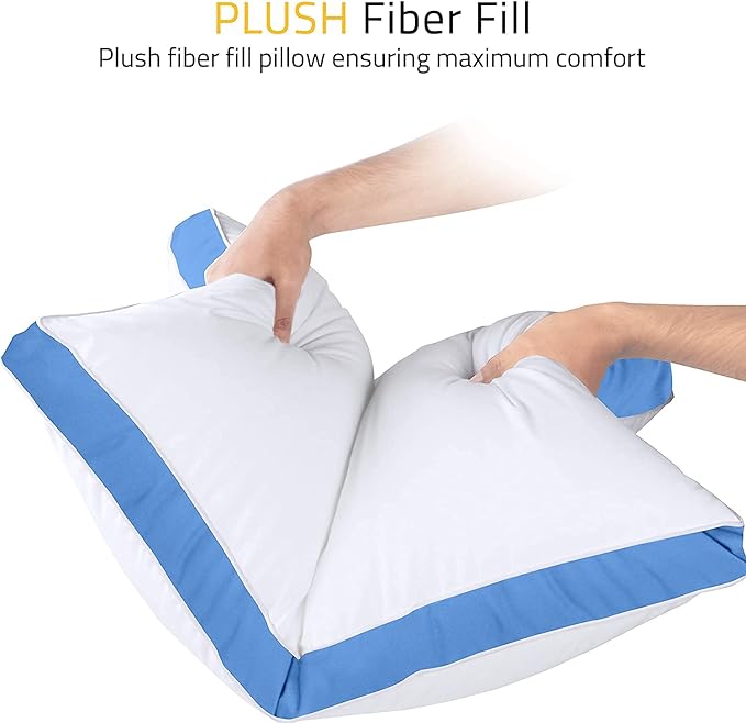 Utopia Bedding Bed Pillows for Sleeping Queen Size (Blue), Set of 2, Cooling Hotel Quality, Gusseted Pillow for Back, Stomach or Side Sleepers