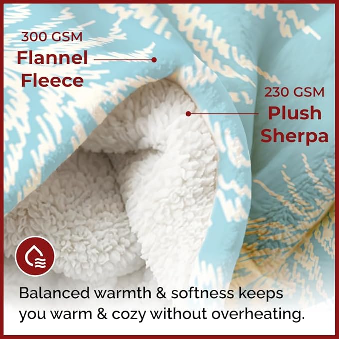 Christmas Sherpa Blanket Throw Size - Reversible Sherpa Fleece Blanket - Super Soft Double Sided Throw for Bed, Sofa, Couch - Thick, Cozy & Plush - Xmas Winter Bedding - Christmas Snowflakes, 50x60