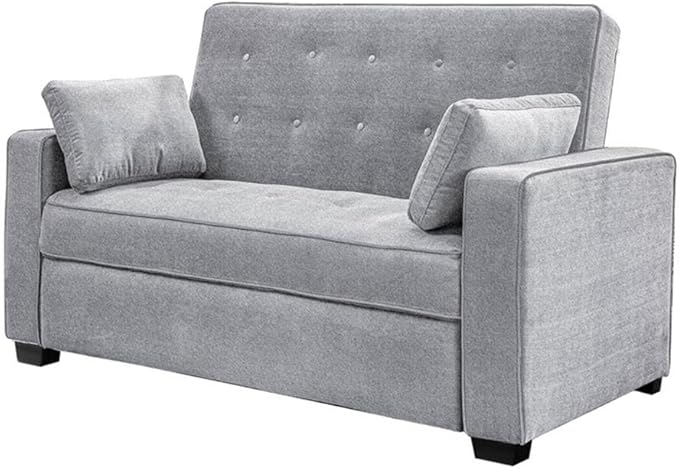 Lifestyle Solutions Ainsley Full Size Convertible Loveseat, Light Grey