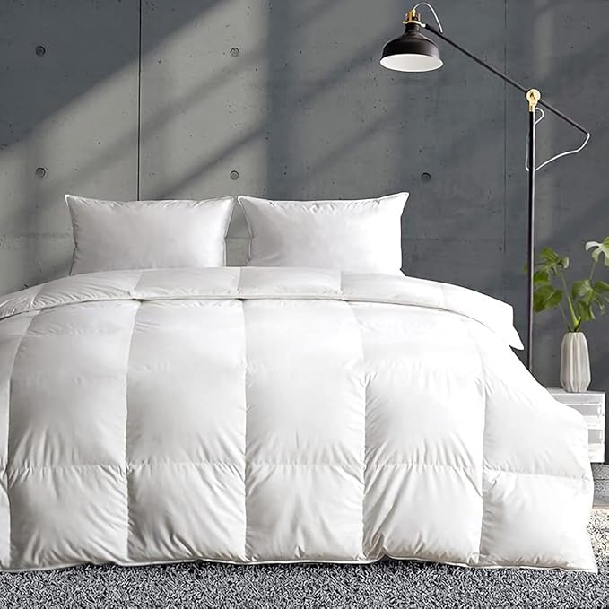 APSMILE Lightweight Down Feather Fibers Comforter Oversized King, Cooling Duvet Insert for Warm Weather -100% Organic Cotton, High Fill Power Down Fibers Quilt Thin Summer Duvet (Ivory White, 120x98)