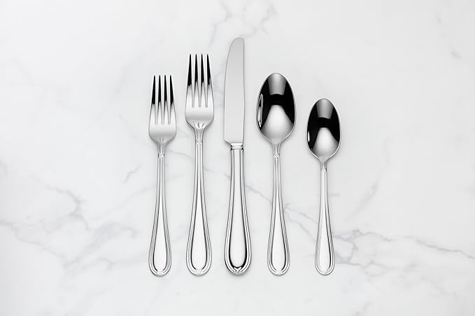 Lenox Ashbridge 80-Piece Flatware Set, 12.55, Metallic