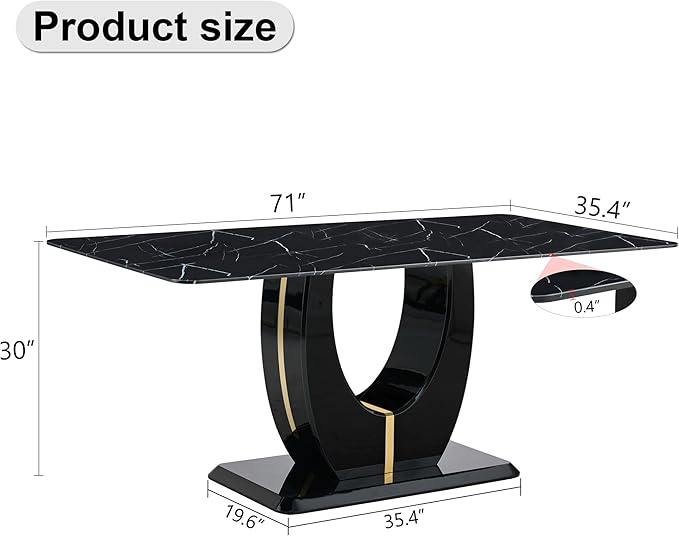 Dining Table Set for 8, Kitchen Table Chairs Set of 8, Modern Dining Room Set with 71 inch Marble Dinner Table PU Leather Upholstered Chairs for Dining Room Kitchen
