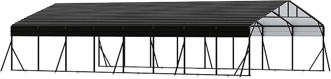 20' x 40' Heavy Duty Metal Carport With Galvanized Steel Roof, Metal Roof Carport With Enhanced Base, Tall MetalCarport Kits Garage for Tractors, Pickup, Boat, Car