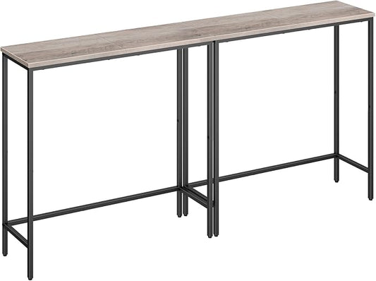 HOOBRO 2 Pack Narrow Sofa Console Table, 29.5" Small Entryway Table, Thin Display Shelf, for Hallway, Bedroom, Living Room, Foyer, Greige and Black BG75XGP201