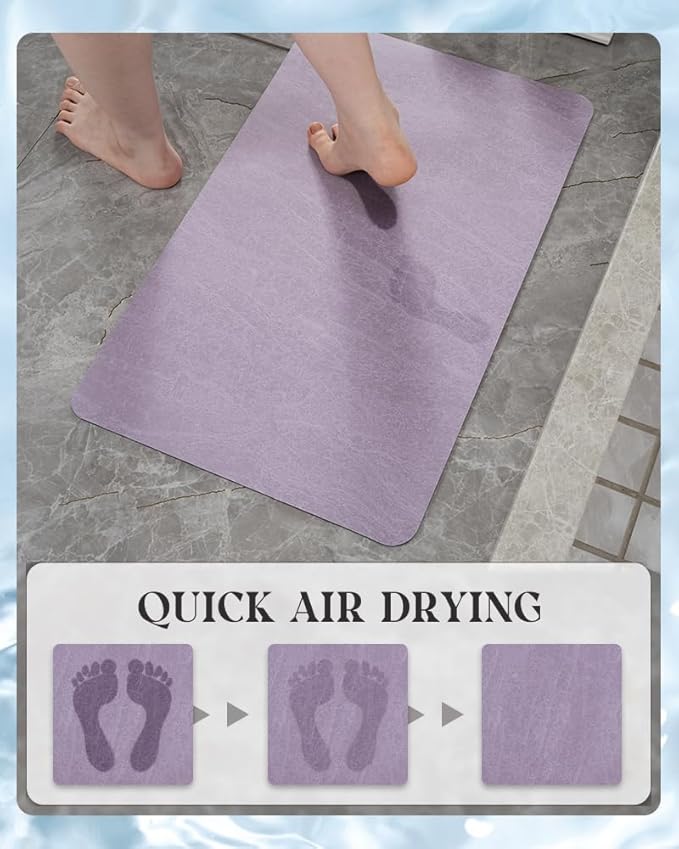 MontVoo -Bath Mat Rug-Rubber Backing Non Slip Quick Dry Absorbent Thin Bathroom Rugs Fit Under Door-Faux Suede Surface Bathroom Floor Mats-Shower Rug for in Front of Bathtub Shower Lavender 17"x27.5"