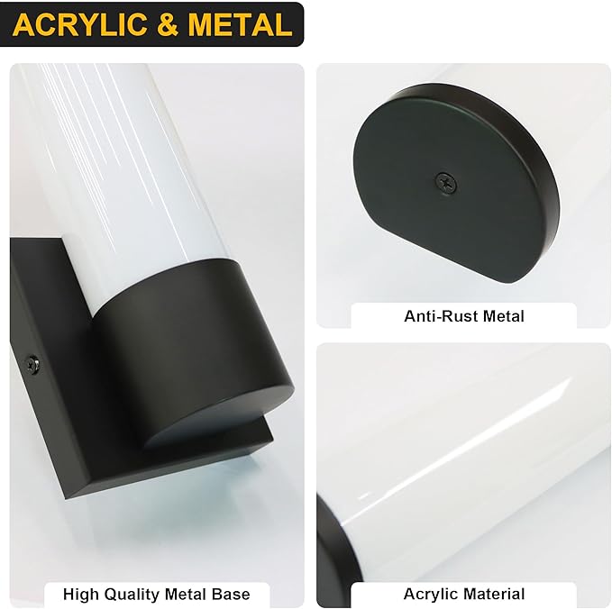 Kalium 14in LED Modern Wall Sconces, Dimmable Bathroom Vanity Lights, 3000K Warm White, Indoor Sconces, Bathroom, Stairs, Living Room, Bedroom. Hardwired.