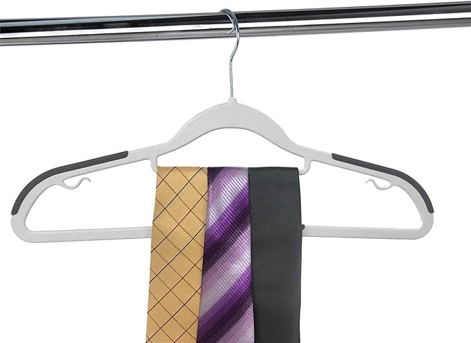 Finnhomy Bar Design Heavy Duty 50 Pack Plastic Hangers, Clothes Hangers with Non-Slip Pads, Great for Shirts, Pants, Scarves, Strong Enough for Coat, Gray