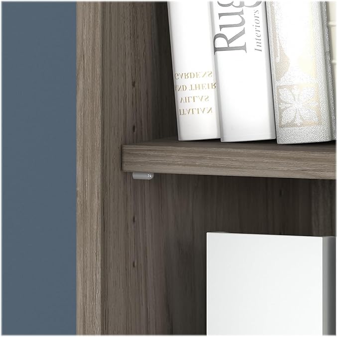 Bush Business Furniture Hybrid Tall 5 Shelf Bookcase in Modern Hickory