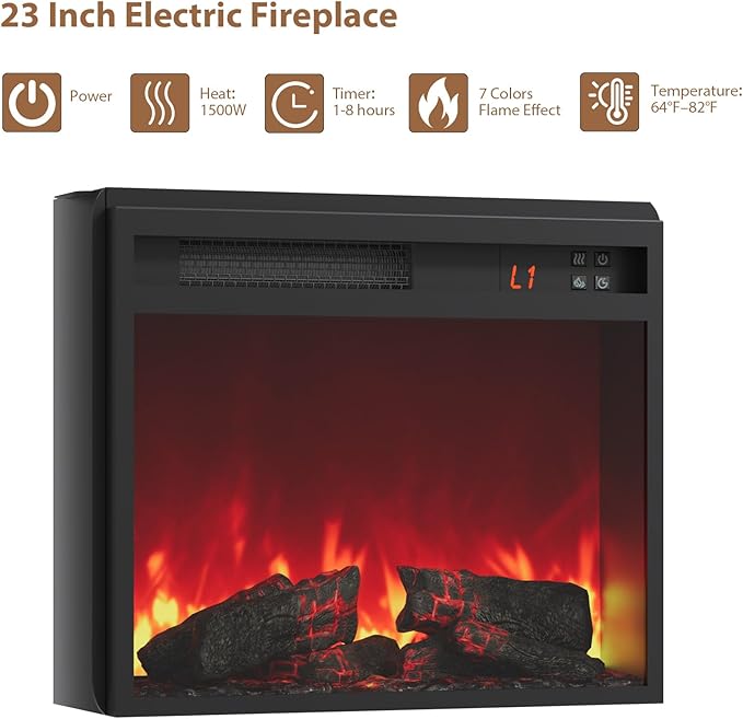 QUW Electric Fireplace TV Stand, 70" Farmhouse Entertainment Center with Open Shelf and Glass Barn Door Cabniet, Modern TV Console Table with 7 Flame Colors for Living Room, Antique Brush Grey