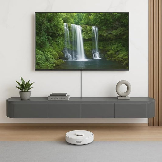 Floating TV Stand,94.5 Inch Wall Mounted TV Shelf,Modern Entertainment Center Media Console with Storage for Bedroom,Living Room (Gary)