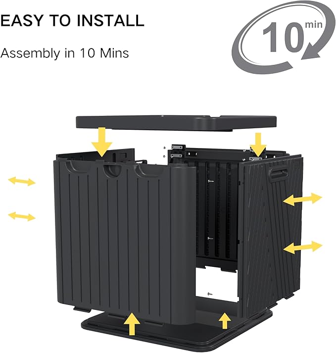 Kingdura 60 Gallon Outdoor Storage Box, Waterproof Resin Deck Box for Indoor and Outdoor Use, Lockable Storage Container for Patio Furniture Cushions Garden Tools (Black, 60 Gallon)