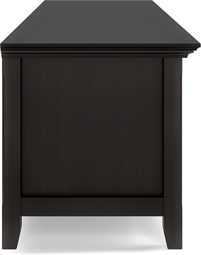 SIMPLIHOME Amherst 72-inch Wide Solid Wood Low TV Stand in Hickory Brown, Transitional-Style Media Console for Living Room with Cable Management, Fits 80" TVs