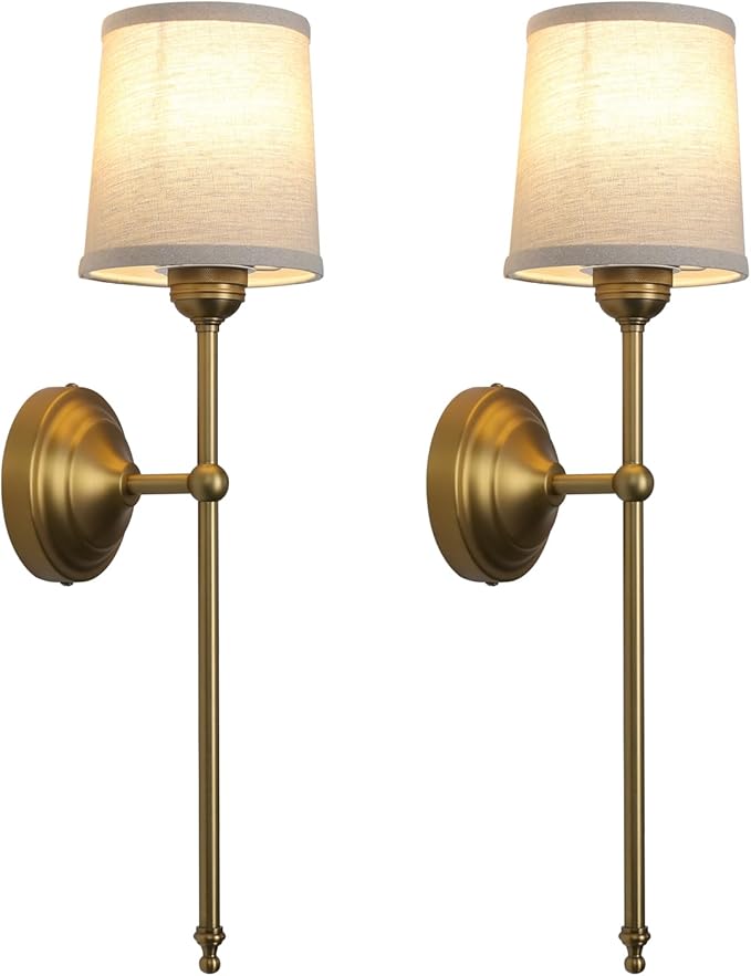 Battery Operated Sconces Wall Lighting Fixture Set of 2 with Linen Fabric Shade, RGB Color Changing USB Rechargeable Wall Mounted Lamp for Living Room Bedside Nightstand Light