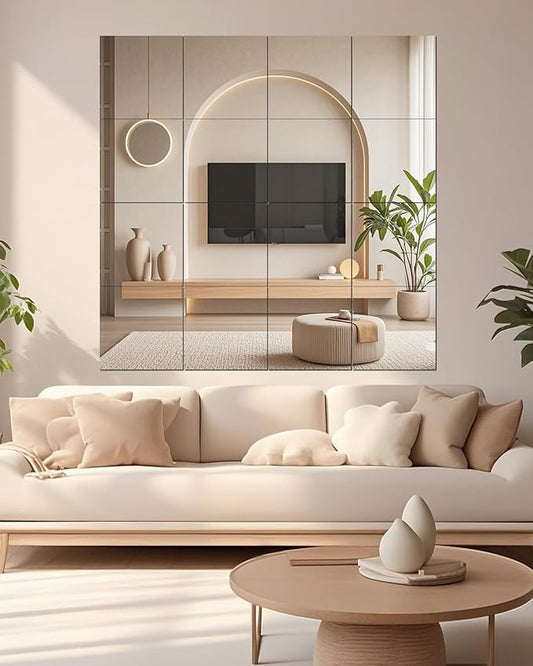 12" x 14" 16Pcs Full Length Wall Mirror Tiles, Frameless Wall Mounted Mirror Glass Wall Mirror for Home Gym, Door, Bedroom, Living Room