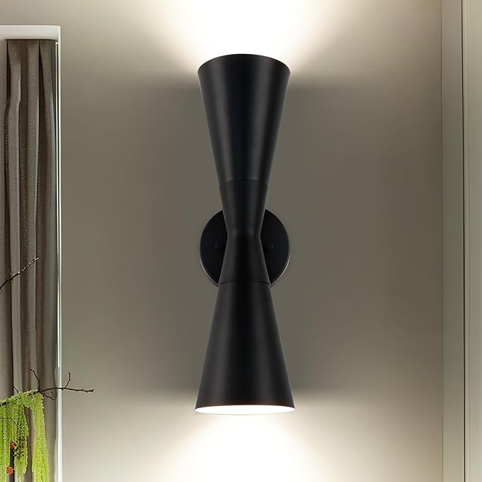 Wall Sconce Bathroom Sconces Wall Lighting, 18 inch Black Modern Sconces Up Down Lights Wall Decor Indoor Wall Light Fixtures for Living Room Hallway Staircase Bedroom Hardwired