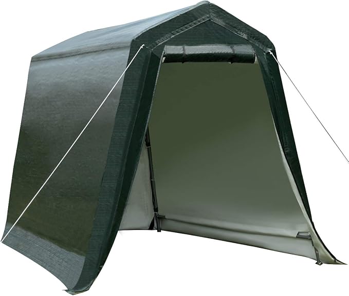 Tangkula 6x8 Ft Outdoor Storage Shelter, Enclosed Carport Tent with All-Steel Metal Frame and Waterproof Ripstop Cover, Outdoor Garage Tent with Sidewalls