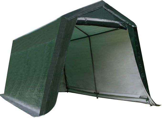 Tangkula 10x10 Ft Outdoor Storage Shelter, Patio Storage Tent, Enclosed Carport Shed w/All-Steel Metal Frame and Waterproof Ripstop Cover, Outdoor Garage Tent with Sidewalls