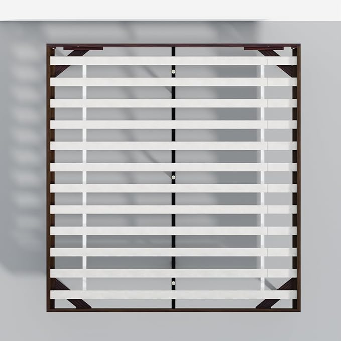 HavenWood Modern Solid Wood Platform Bed Base with Inset Wood Legs – No Box Spring Needed,Fast Assembly – King Size in Walnut (No Headboard)