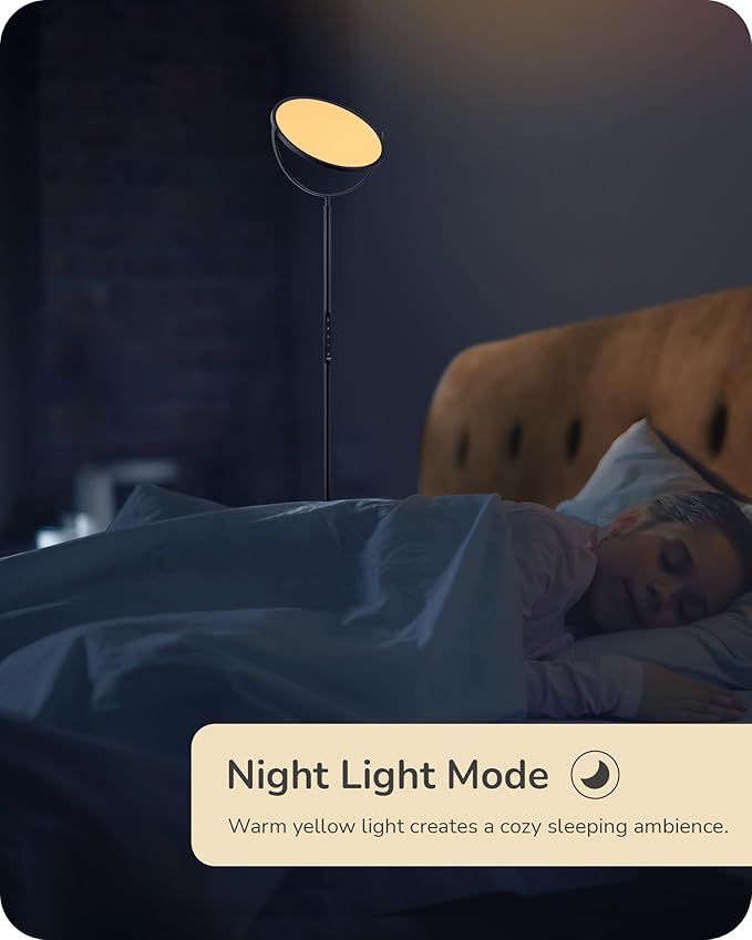 EDISHINE 76" Tall Floor Lamp, 28W 2500LM Bright LED Lights for Living Room, 300° Flexible Head Reading Lamps with Remote, 2700K-6500K Dimmable Minimalist Torchiere Corner Lamp for Bedroom Office Black