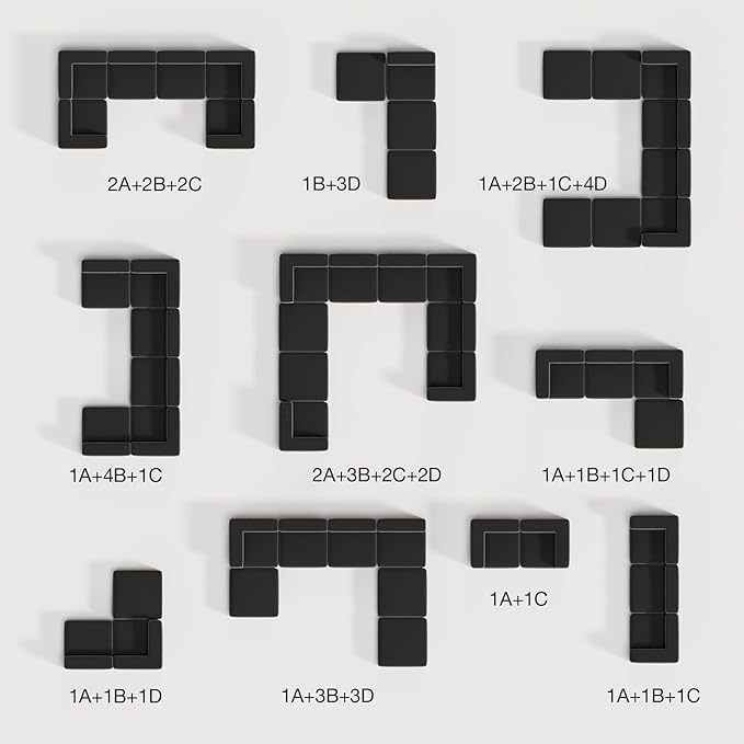 Novilla Modular Sectional Sofa, Modern Cloud Sectional Couch with Smarts Coil™ Support, U-Shape Boneless Couch for Living Room Apartments Bedroom, No Assembly Required (4 Seater + 4 Ottoman)