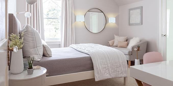 HEQIQEH White Modern Battery Operated Wall Sconces, LED Cube Indoor Up and Down Wall Lamp with Remote Control, Dimmable Cordless Wall Lighting Fixtures for Living Room,Bedside (White - 3 Pack)