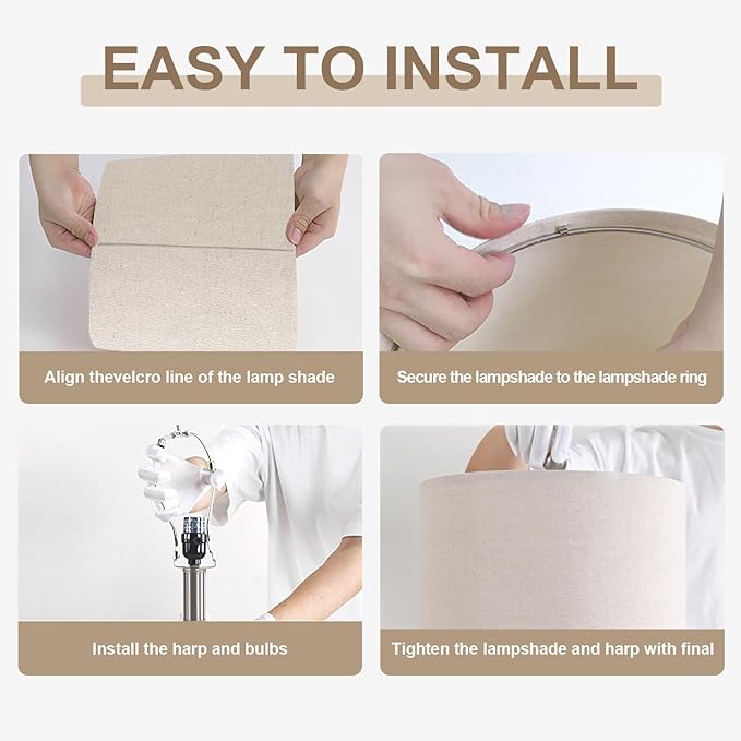 26" Tall Table Lamp for Living Room -Vintage White Lamps Set of 2 Modern Ceramic Lamps for Night Stands, Bedside Lamp for End Tables, Nightstand Lamps for Bedroom